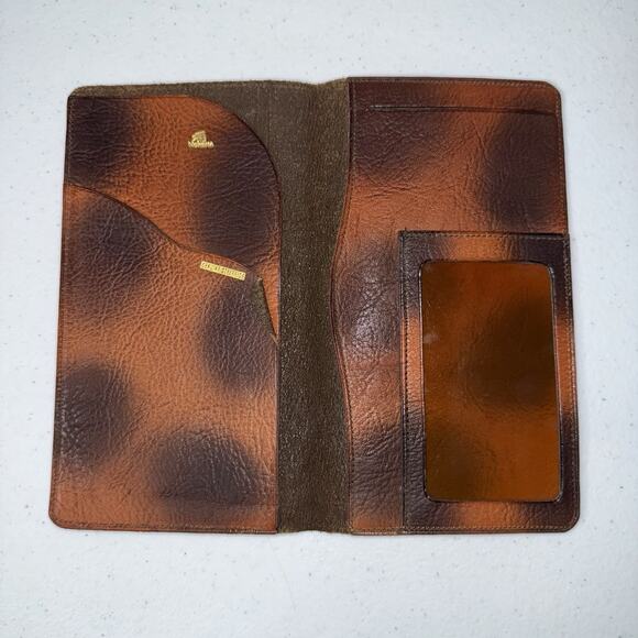 Nokona Vintage Genuine Steerhide Leather Tall Wallet Brown Tooled - Picture 3 of 7